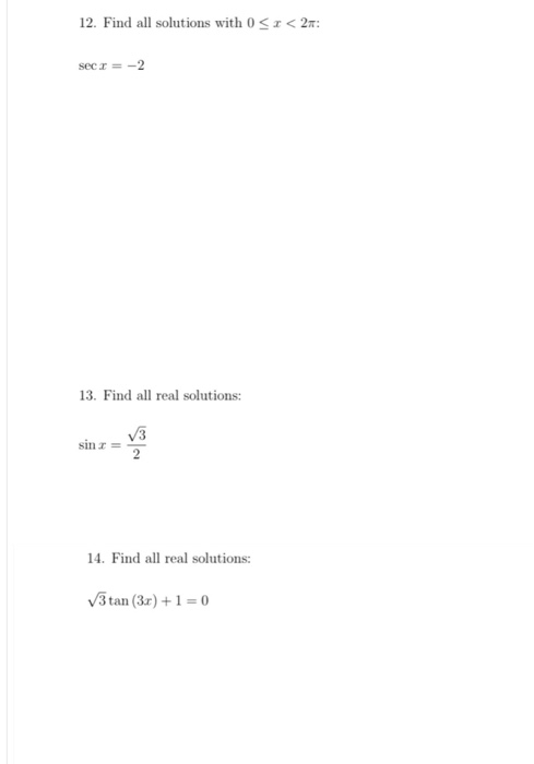 Solved 12. Find all solutions with 0 | Chegg.com