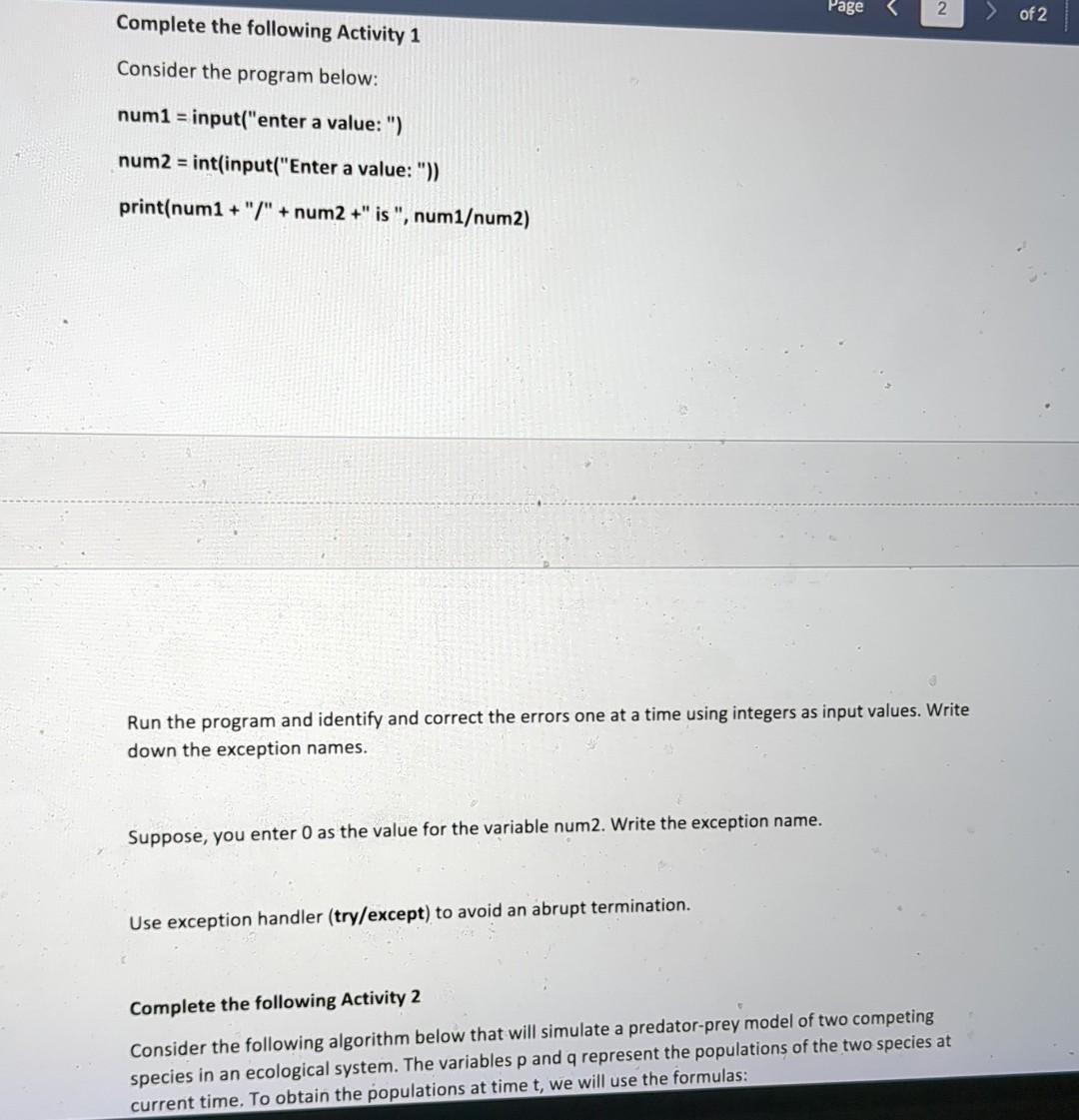 Solved Complete the following Activity 1 Consider the | Chegg.com