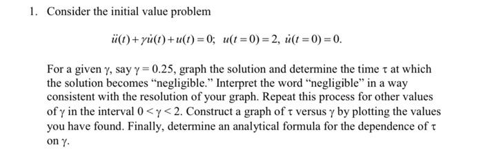 Solved 1. Consider the initial value problem ü(1) + | Chegg.com