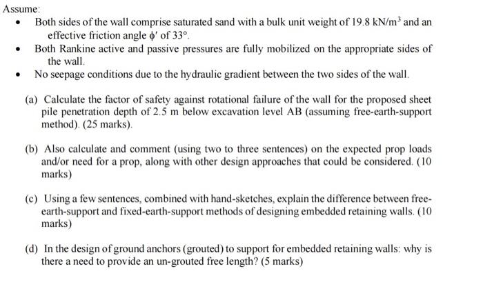 Solved Question 3 (50 Marks) A propped sheet pile wall | Chegg.com