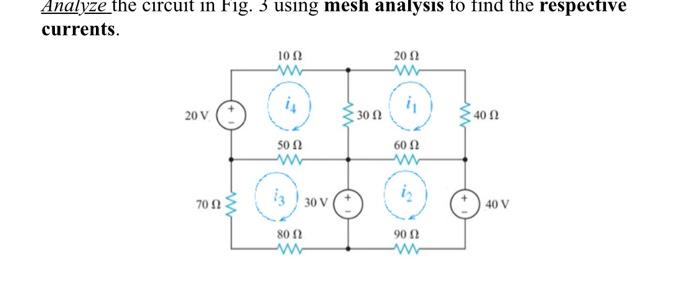 Solved Analyze the circuit in Fig. 3 using mesh analysis to | Chegg.com