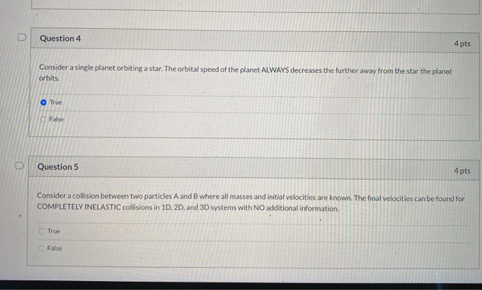Solved Question 4 4 pts Consider a single planet orbiting a | Chegg.com