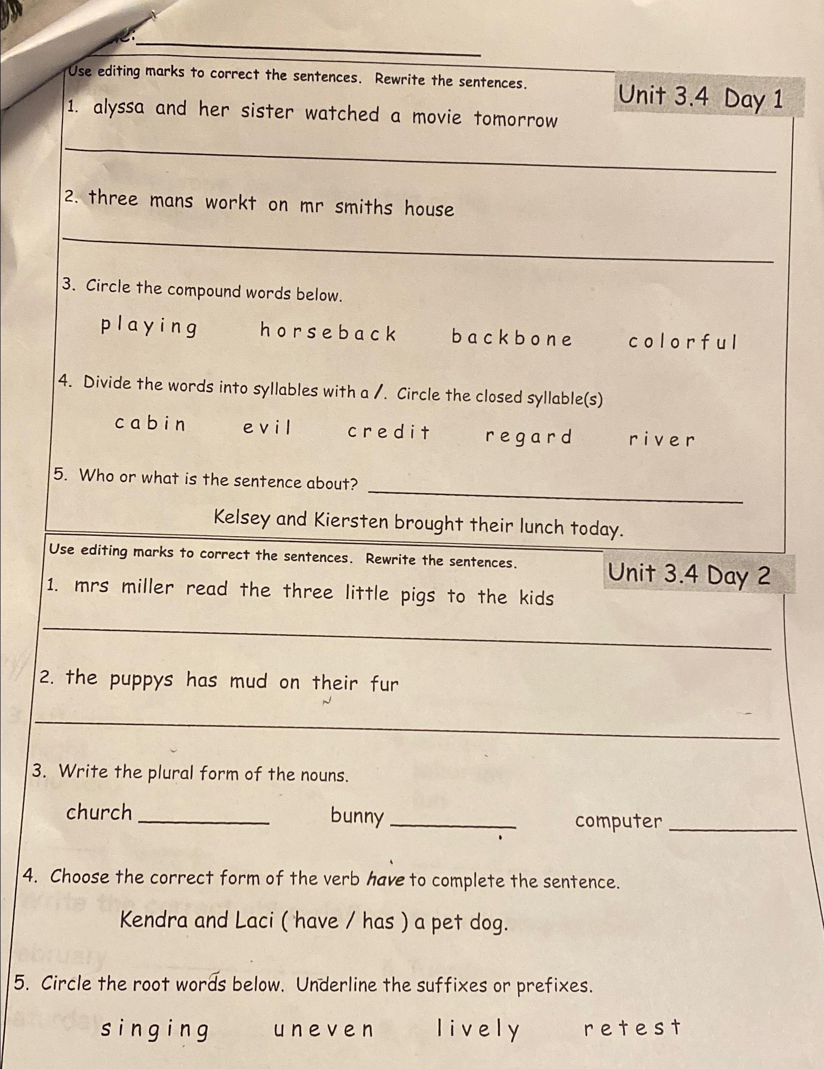 Solved Use editing marks to correct the sentences. Rewrite