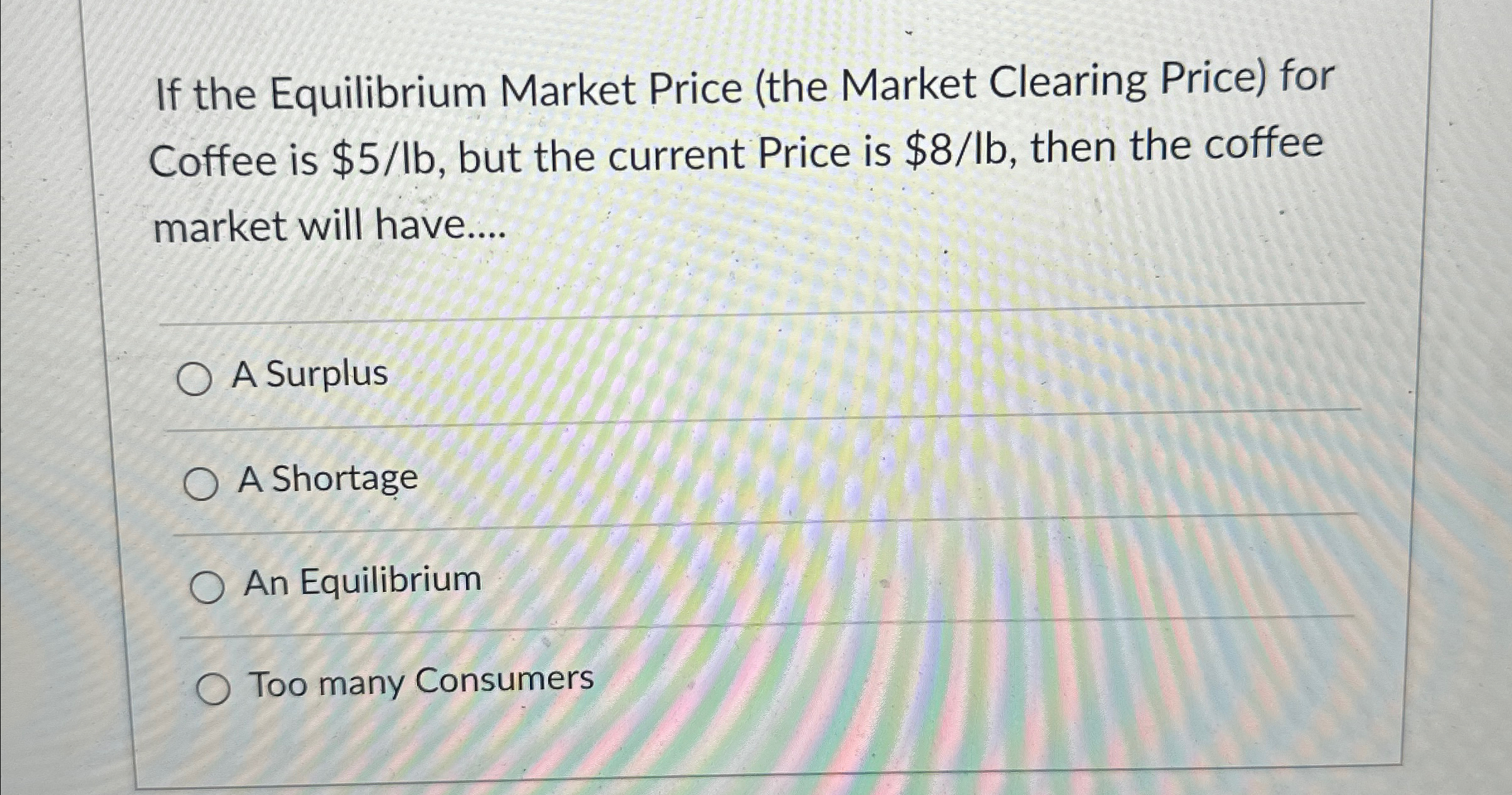 Solved If the Equilibrium Market Price (the Market Clearing | Chegg.com