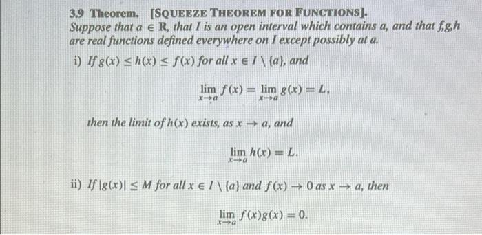 Solved 3.9 Theorem. [SQUEEZE THEOREM FOR FUNCTIONS]. Suppose | Chegg.com