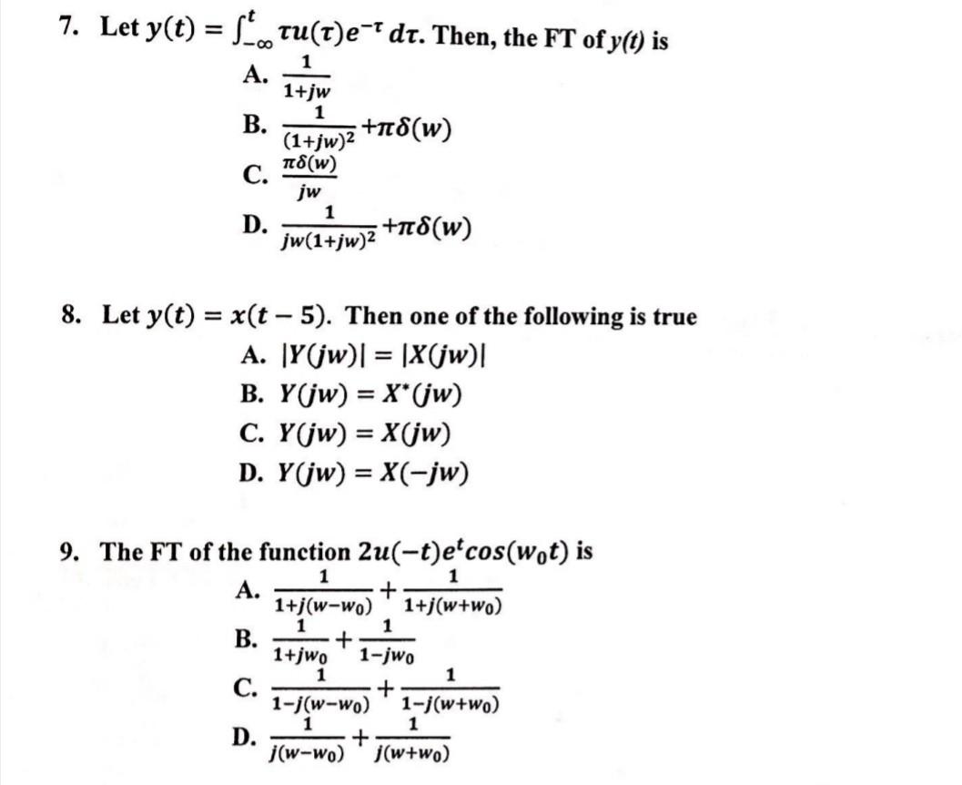 Solved 7 Let Y T ſo Tu T E Dt Then The Ft Of Y T Chegg Com