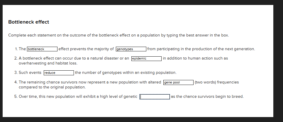 Solved Bottleneck effectComplete each statement on the | Chegg.com