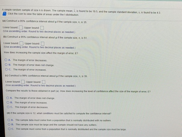 Solved A simple random sample of size n is drawn. The sample | Chegg.com