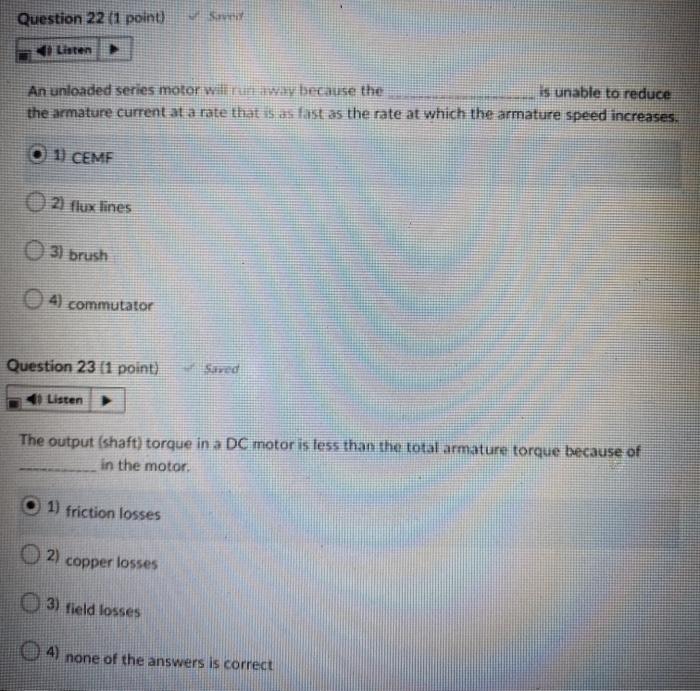 Solved Question 18 (1 point) Listen The speed of a DC motor | Chegg.com