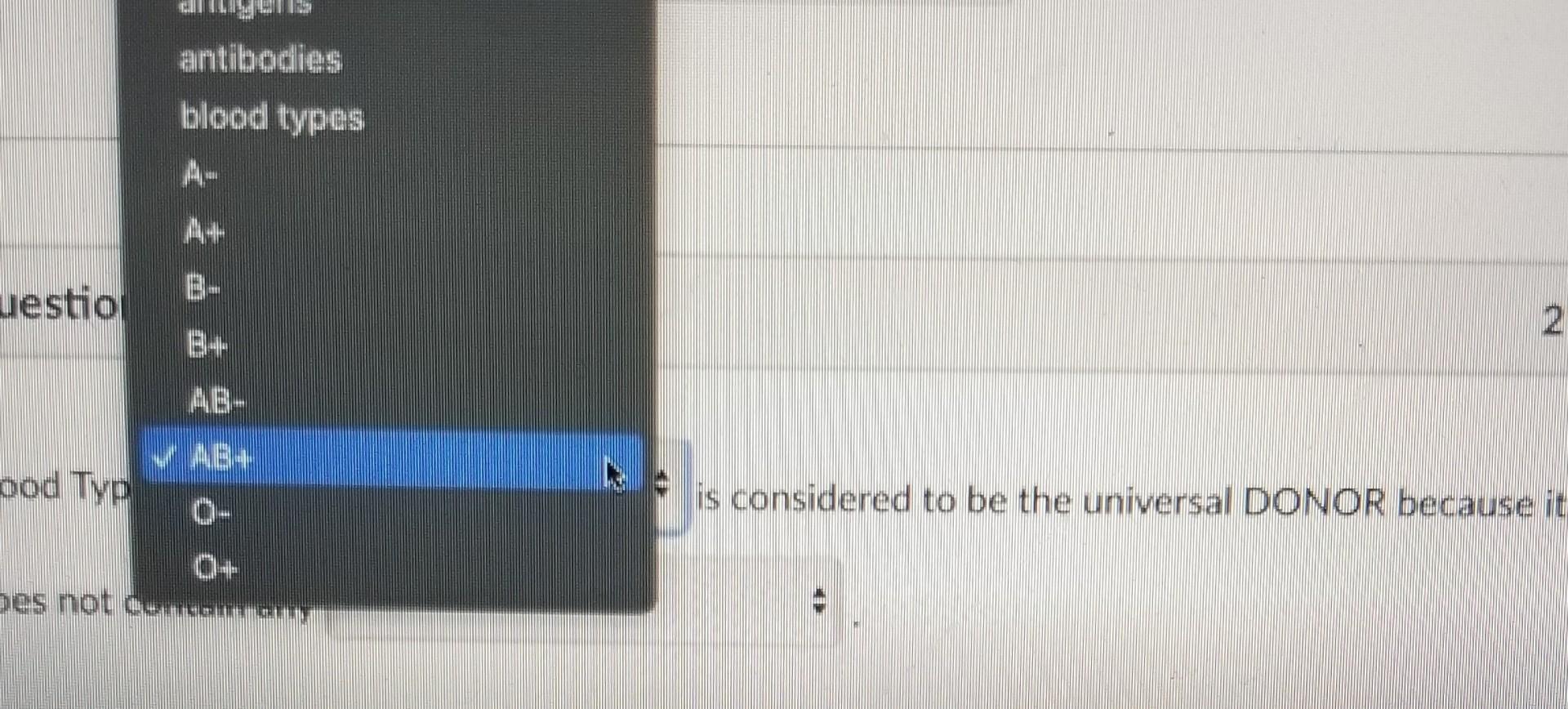 Solved antibodies blood types A A+ B B+ AB VABABlood