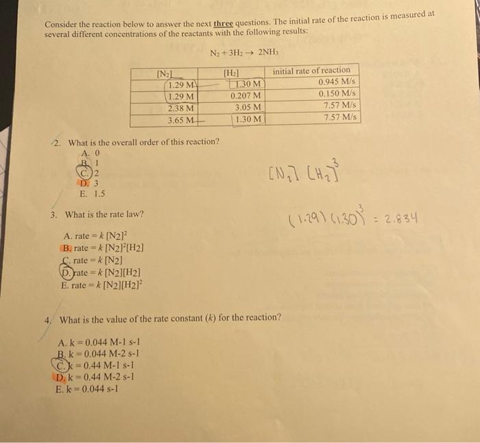 Solved Consider the reaction below to answer the next three | Chegg.com