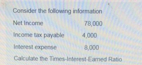 Solved Consider the following information Net Income 78,000 | Chegg.com
