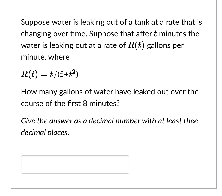 Solved Suppose water is leaking out of a tank at a rate that
