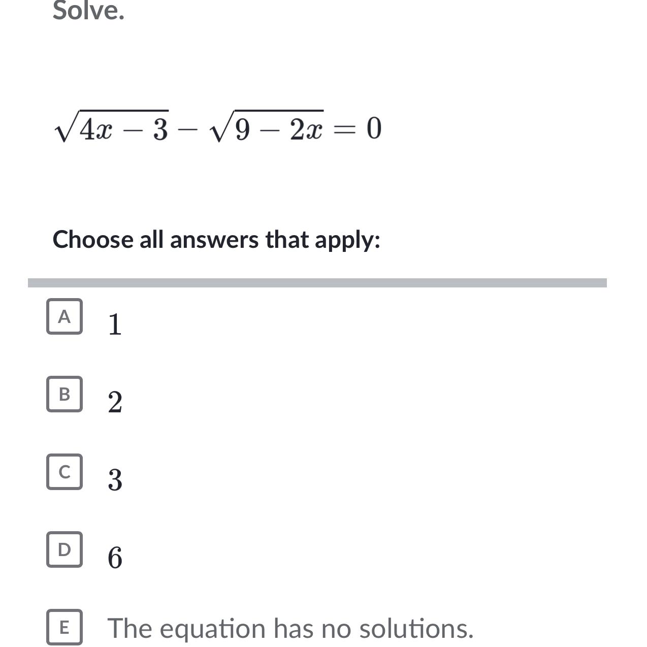 Solved Solve 4x 32 9 2x2 0Choose All Answers That Chegg