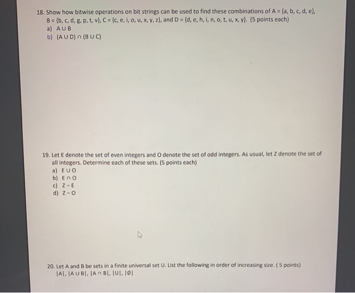 Solved 18 Show How Bitwise Operations On Bit Strings Can