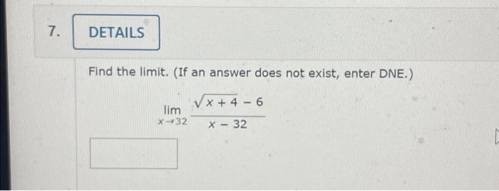 Solved Find the limit. (If an answer does not exist, enter | Chegg.com