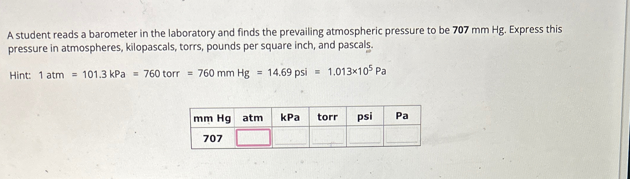 Solved A student reads a barometer in the laboratory and