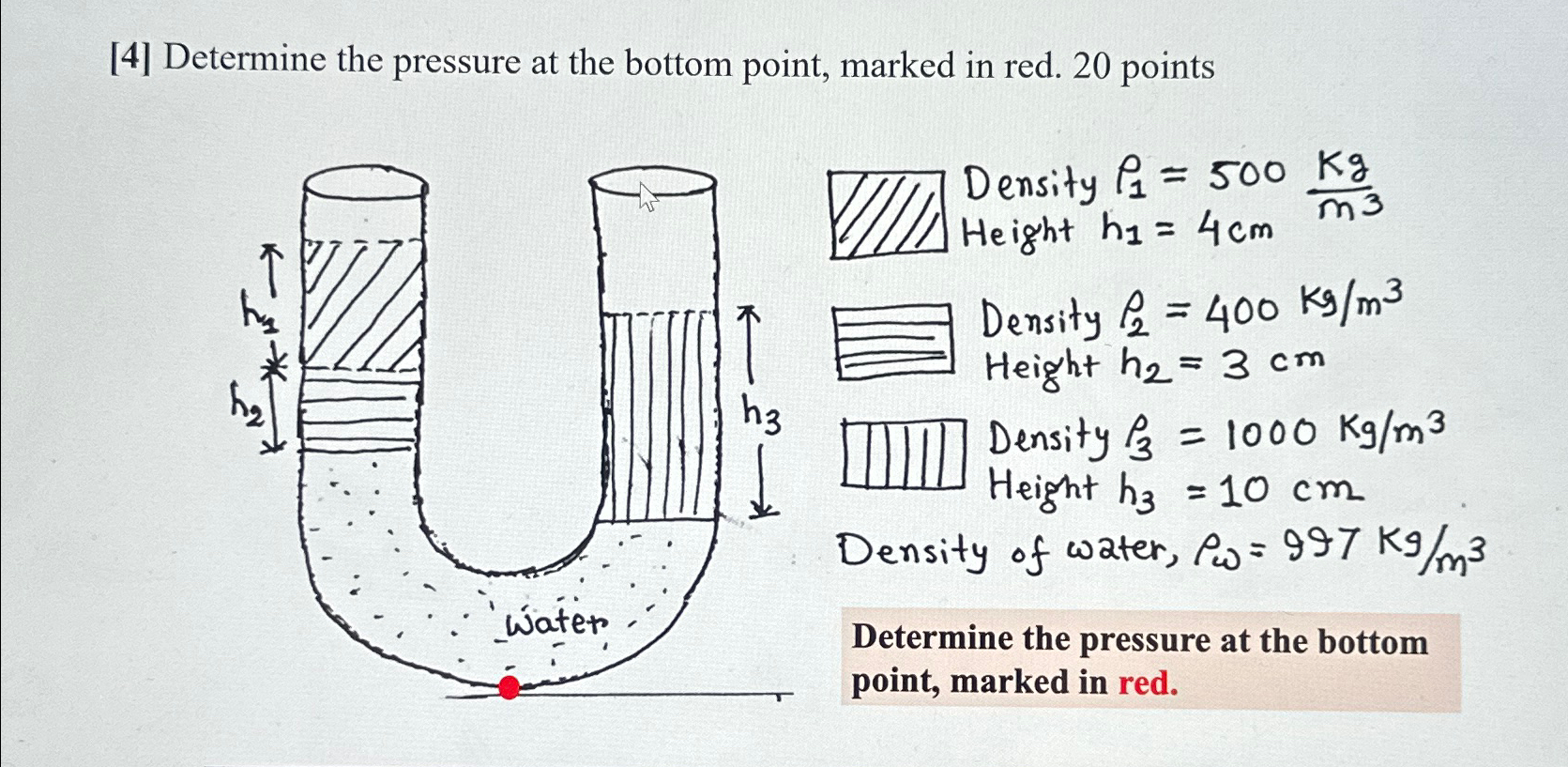 Solved [4] ﻿Determine the pressure at the bottom point, | Chegg.com