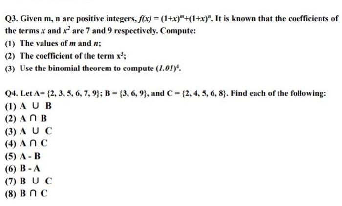 Solved Q3. Given m, n are positive integers, f(x) = | Chegg.com