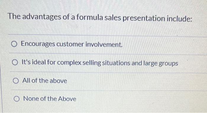 formula sales presentation method