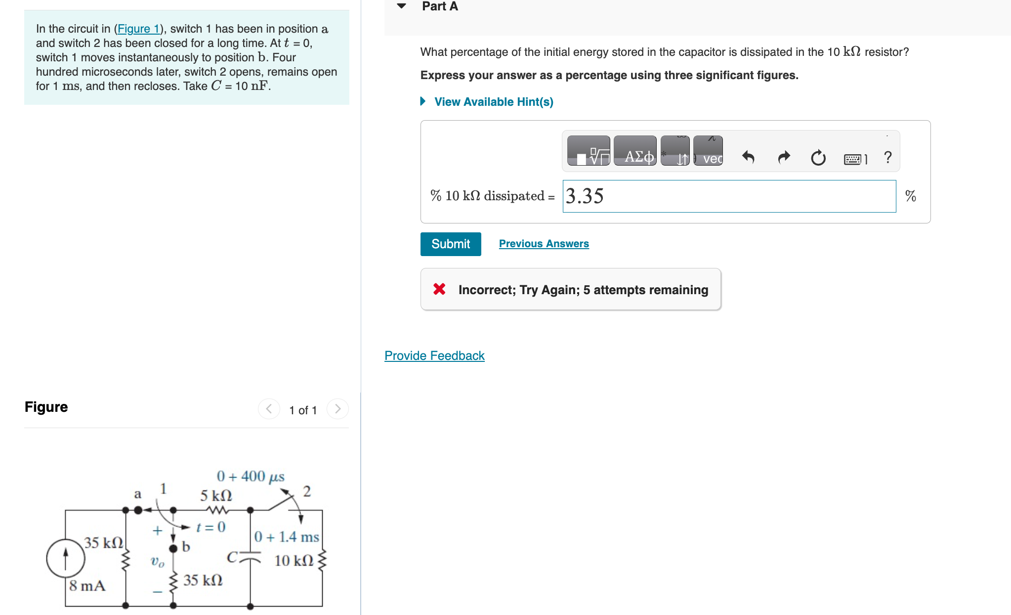 Solved In the circuit in (Figure 1), ﻿switch 1 ﻿has been in | Chegg.com