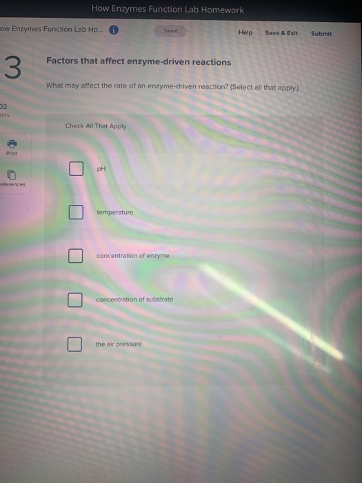 Solved How Enzymes Function Lab Homework ow Enzymes Function | Chegg.com