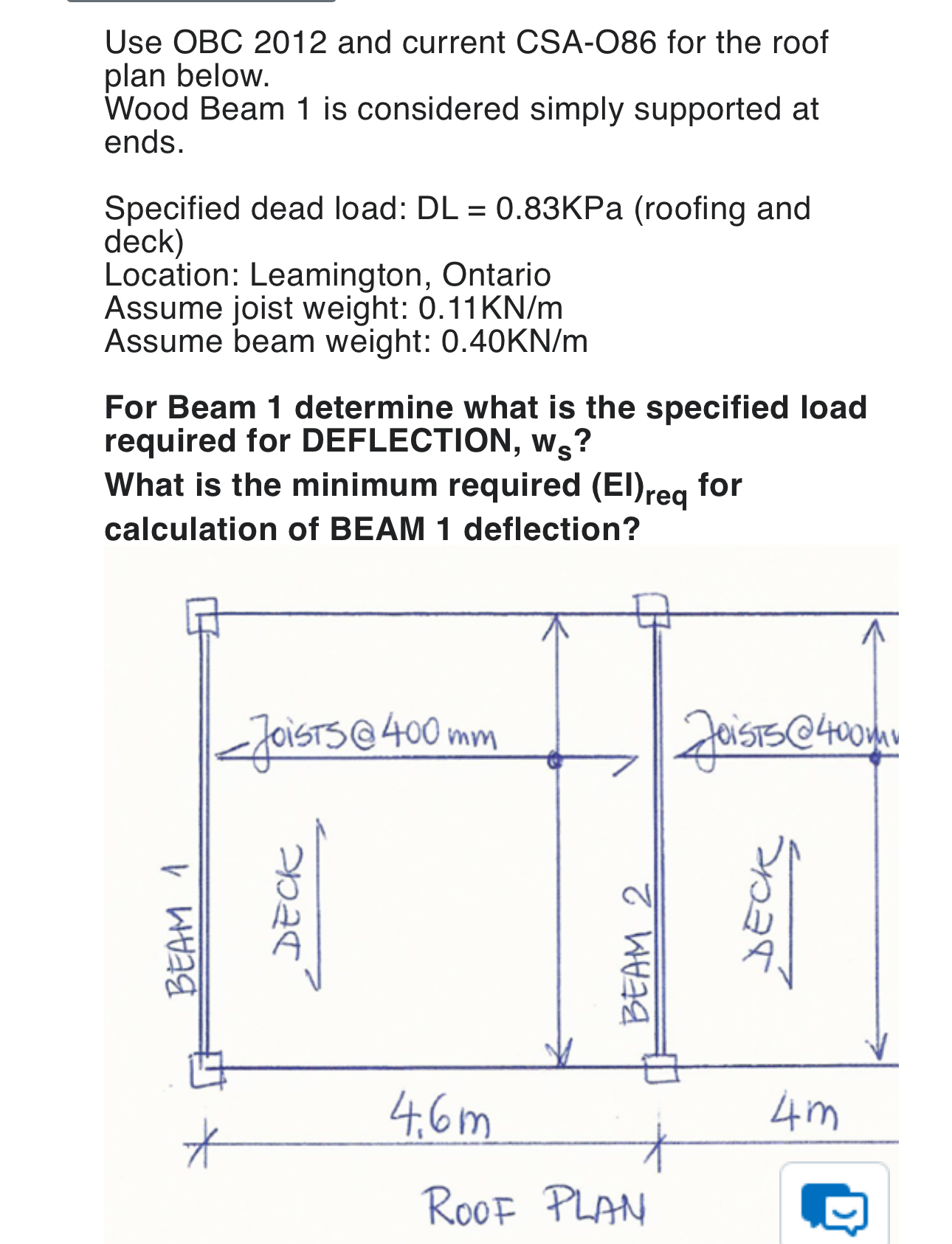Solved Use OBC 2012 ﻿and current CSA-O86 ﻿for the roof plan | Chegg.com