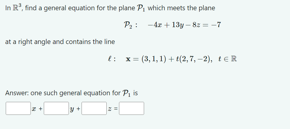 Solved In R3, ﻿find a general equation for the plane P1 | Chegg.com