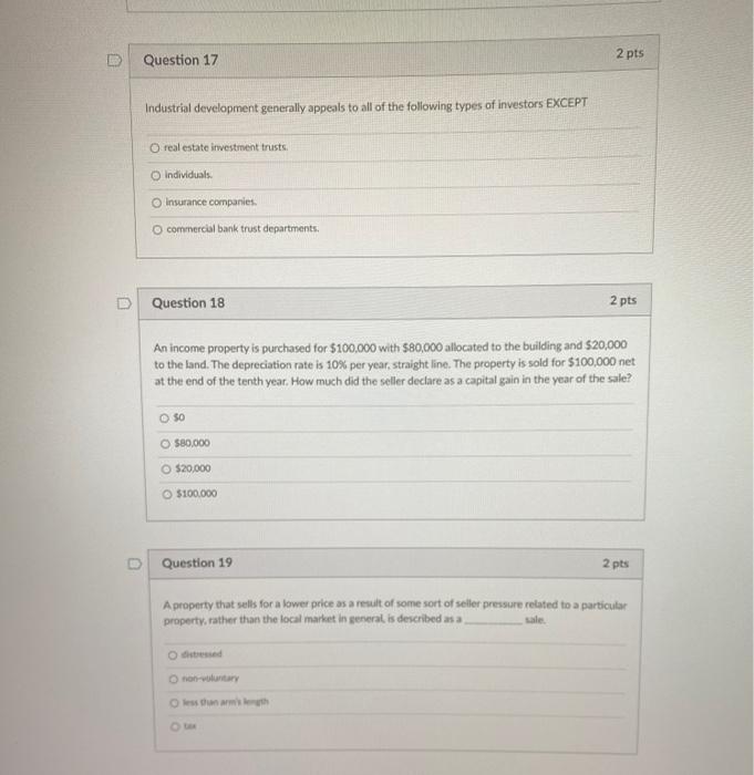 Solved D Question 17 2 pts Industrial development generally | Chegg.com