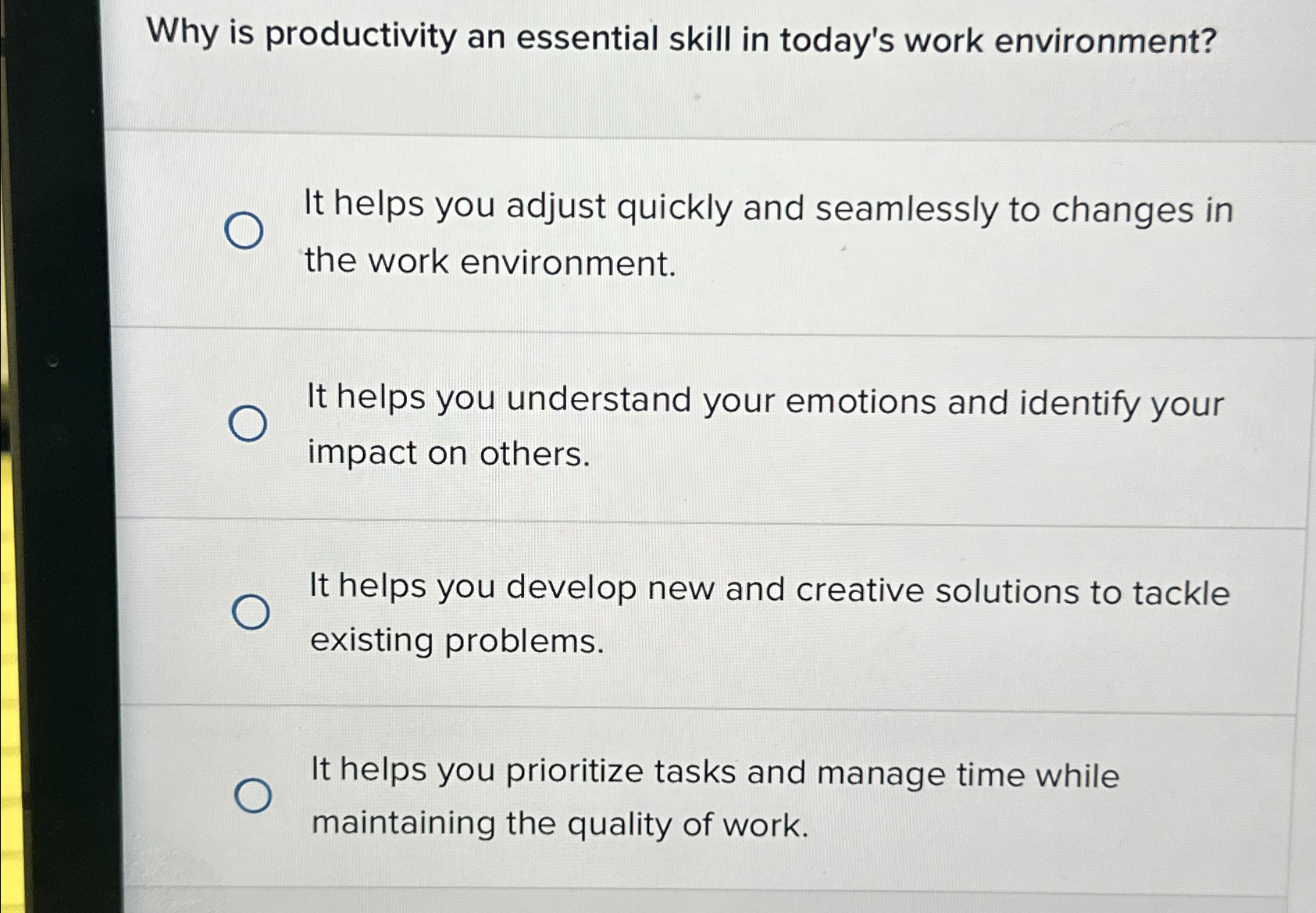 Solved Why is productivity an essential skill in today's | Chegg.com