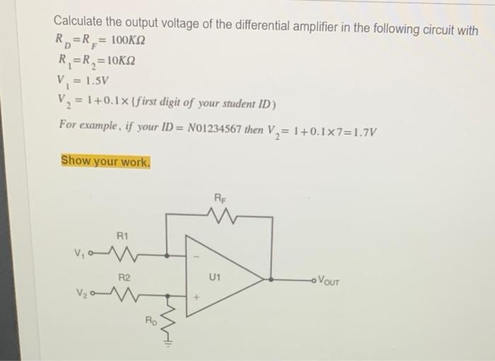 Solved Calculate the output voltage of the differential | Chegg.com