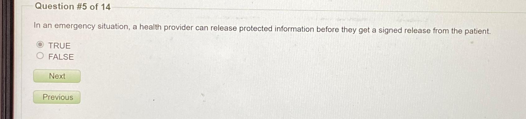 Solved Question #5 ﻿of 14In an emergency situation, a health | Chegg.com