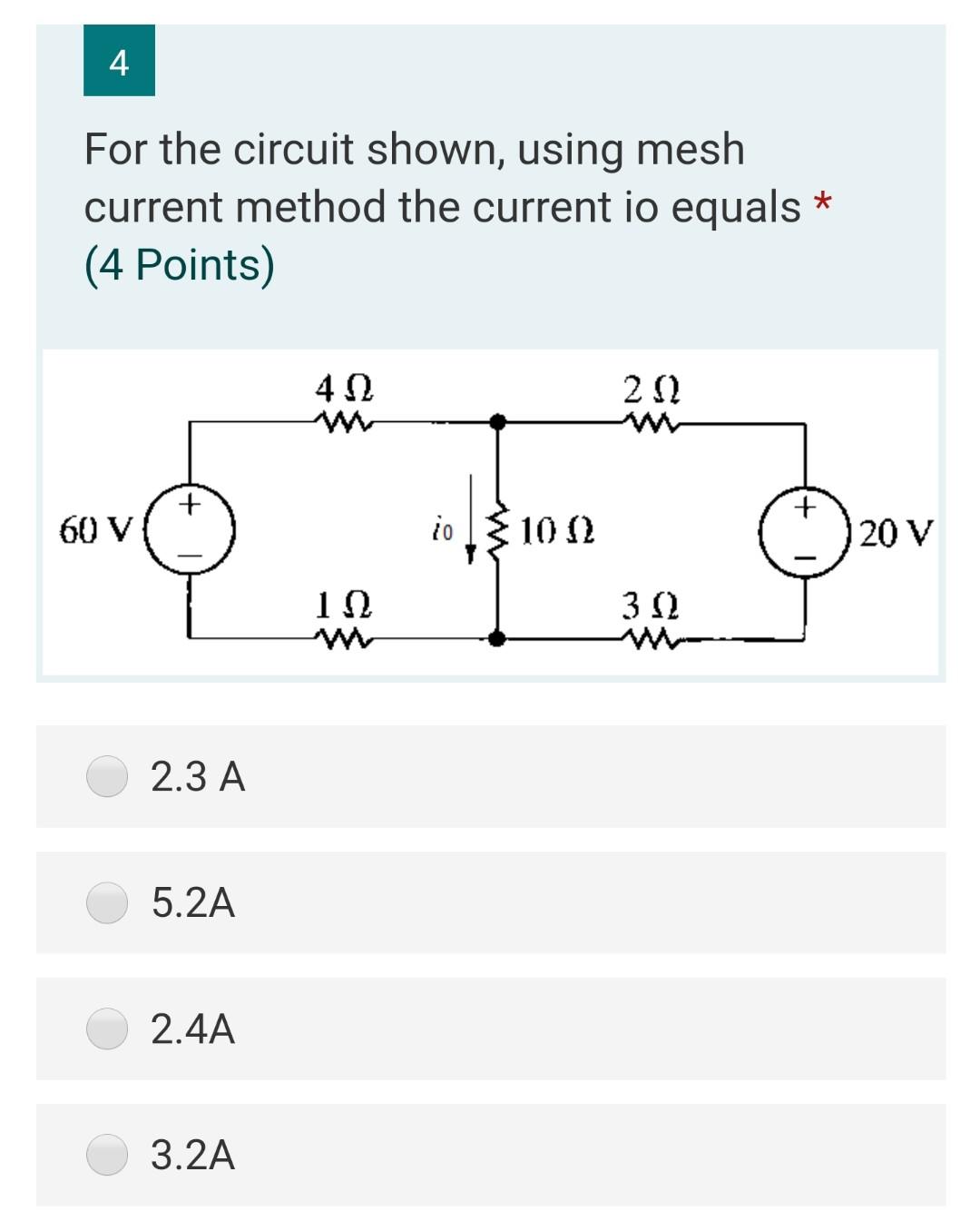 Solved 4 * For the circuit shown, using mesh current method | Chegg.com