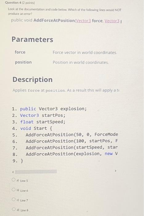 Solved (4,5) Look at the documentation and code below. Which | Chegg.com