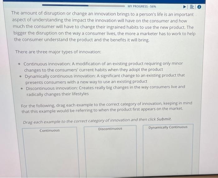 Solved MY PROGRESS56 EO The amount of disruption or change