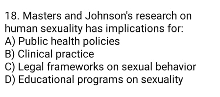 Solved Masters and Johnson s research on human sexuality has