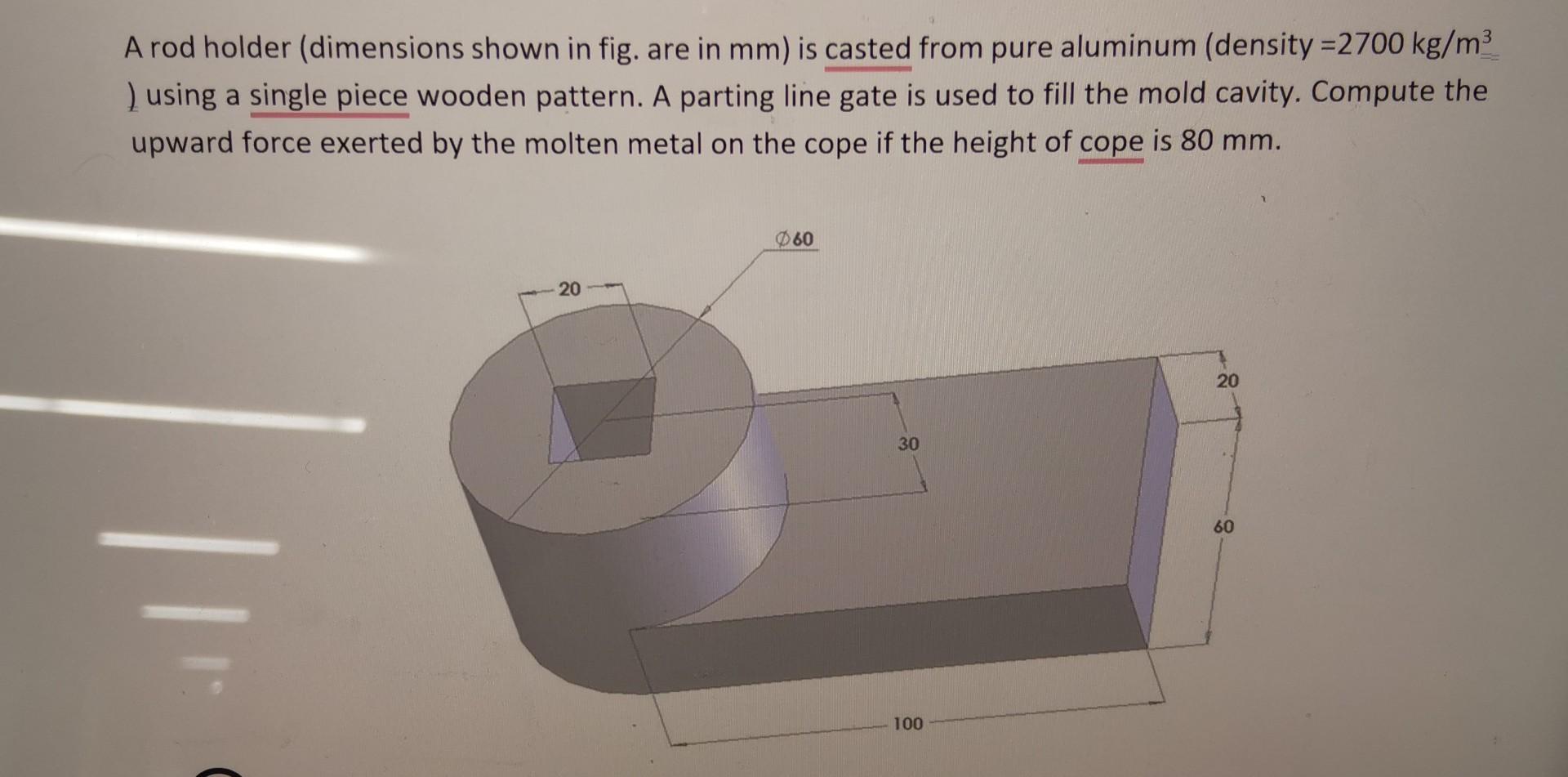 A rod holder (dimensions shown in fig. are in mm ) is