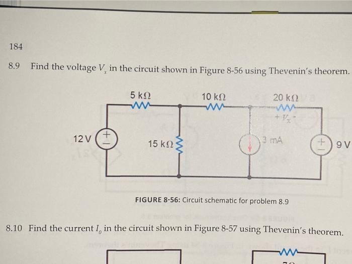 Solved 184 8.9 Find the voltage V in the circuit shown in | Chegg.com