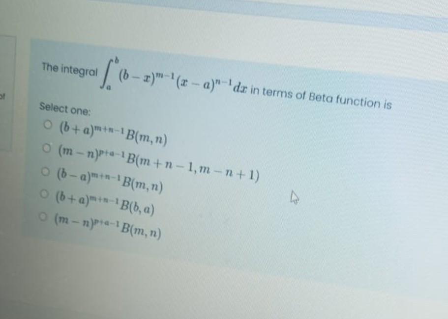 Solved TH The integral /** )*(0 - a)*' da in terms of Beta | Chegg.com