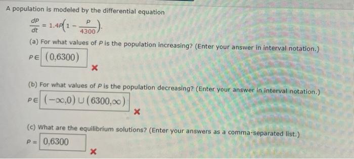 Solved A population is modeled by the differential equation | Chegg.com