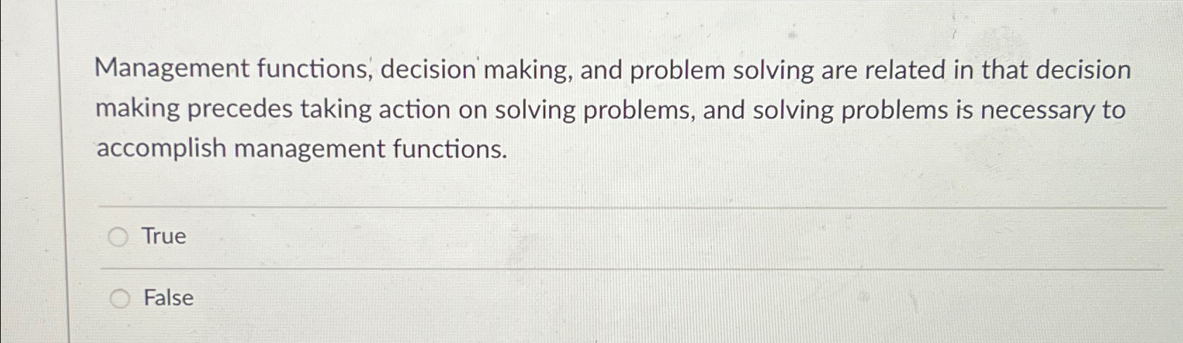 Solved Management functions, decision making, and problem | Chegg.com