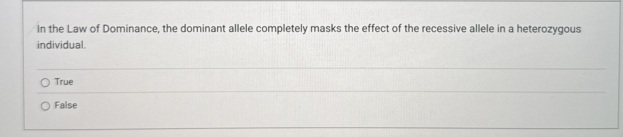 Solved In the Law of Dominance, the dominant allele | Chegg.com