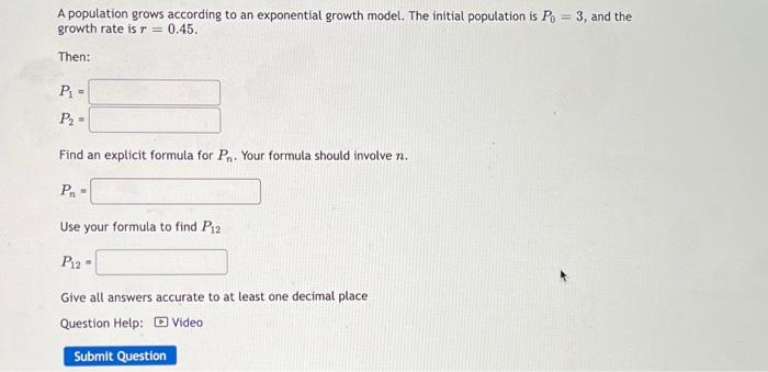 Solved A population grows according to an exponential growth | Chegg.com