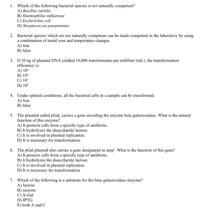 Solved 1. Which of the following bacterial species is not | Chegg.com