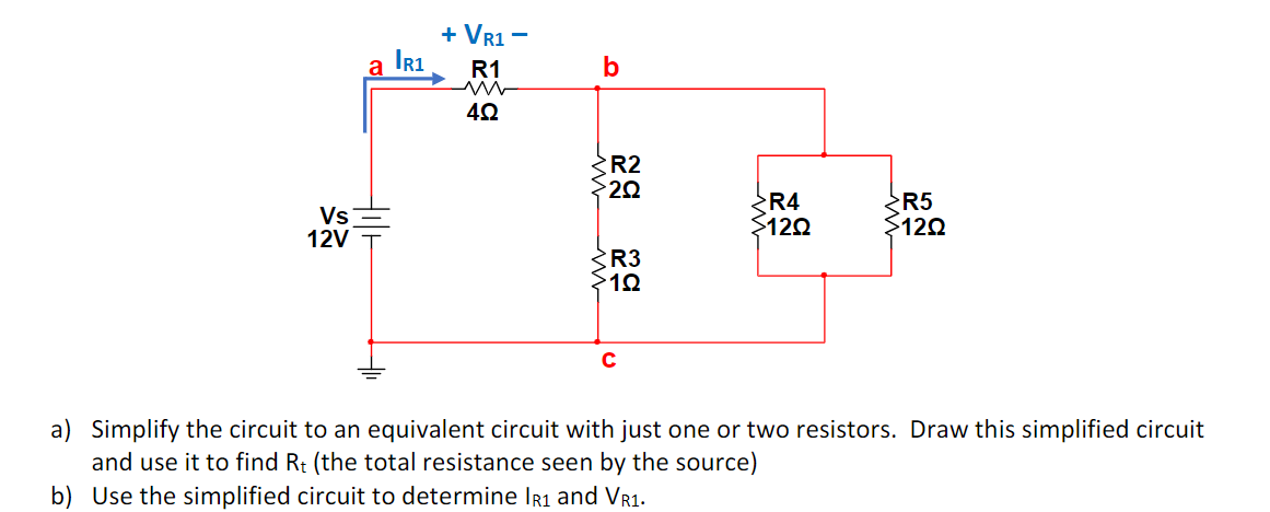 Solved a) ﻿Simplify the circuit to an equivalent circuit | Chegg.com