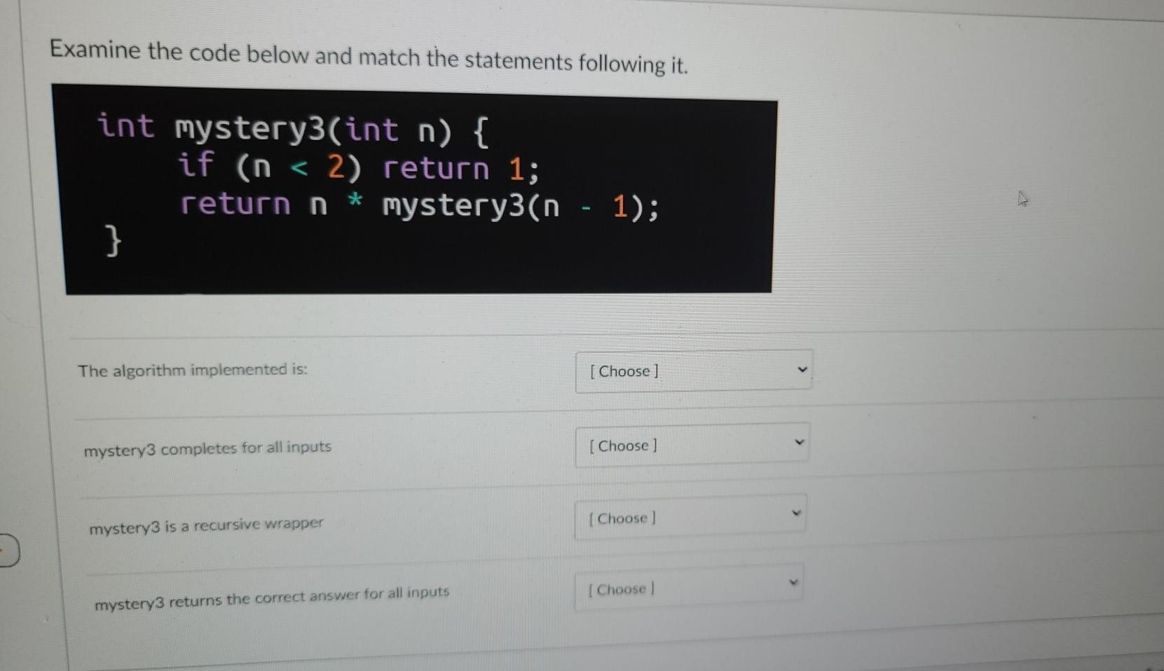 Solved Examine the code below and match the statements | Chegg.com