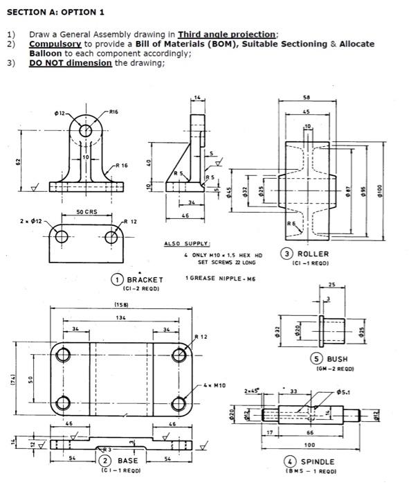 Solved SECTION A: OPTION 1 1) Draw a General Assembly | Chegg.com