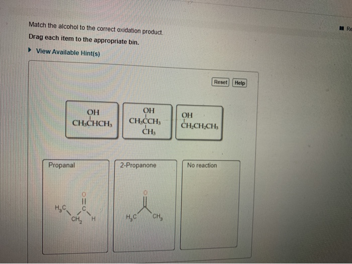 Match The Alcohol To The Correct Oxidation Product