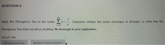 Solved Apply the Divergence Test to the series ∑n=1∞1−n1. | Chegg.com