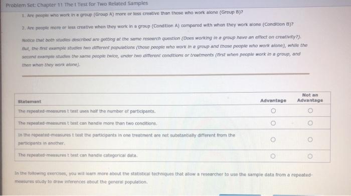 Solved roblem Set: Chapter 11 Thet Test for Two Related | Chegg.com